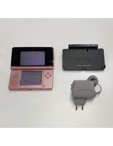 Consola Nintendo 3DS Rosa + Base de carga + Cargador