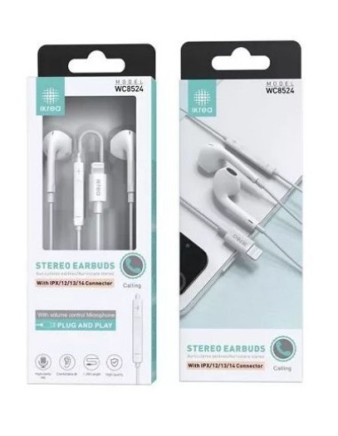 Auriculares Iphone lightning 1.2m ikrea WC8524