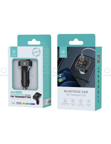 Transmisor FM Bluetooth Coche Mechero - 2 USB, 1 USB Tipo C, QC3.0, Ikrea WA0264