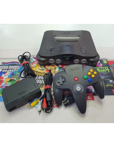 Consola Nintendo 64 + Mando Original + Fuente de alimentación + Cable AV